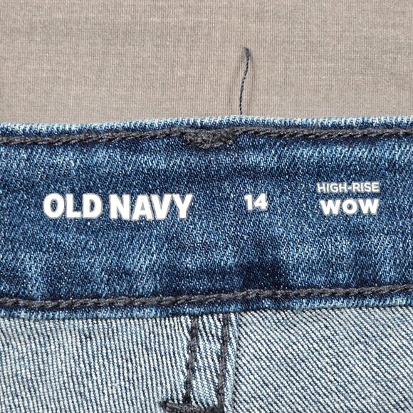 Old Navy Womens Wow High-Rise Denim Shorts Size 14 Blue Cotton Blend - Picture 2 of 4